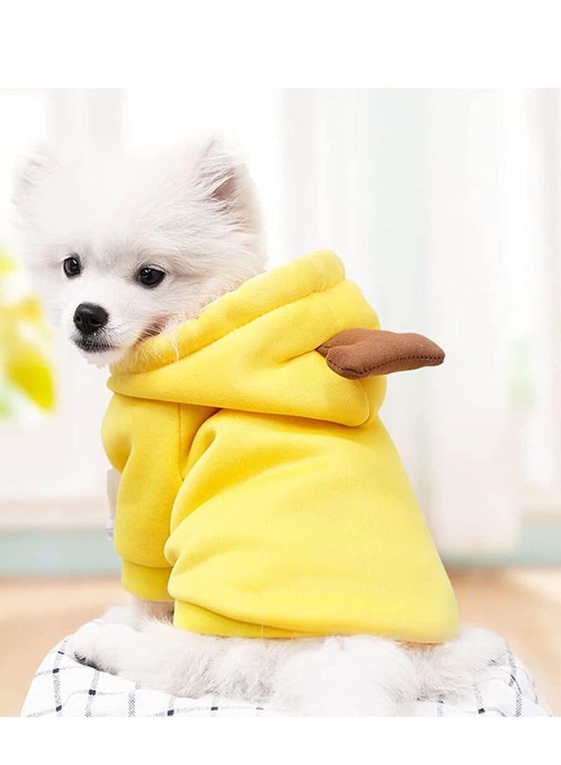 بدلة هودي للكلاب والقطط ملابس الحيوانات الأليفة ملابس  للكلاب زي تنكر شكل جزر دافئ سترة ملابس للطقس البارد ملابس خارجية للقطط والجراء والكلاب الصغيرة والكبيرة صفراء - Image 3